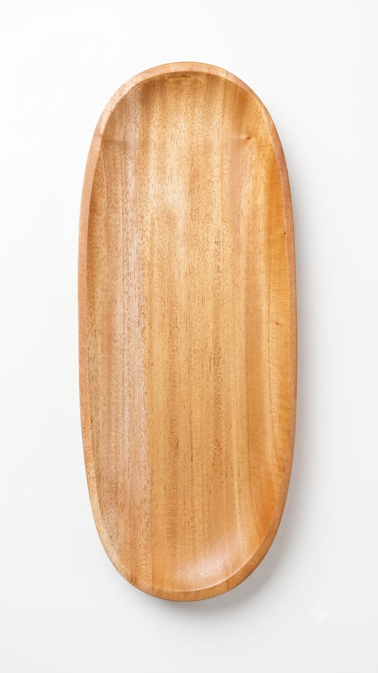 Long Oval Wooden Serving Platter, Handmade Rustic Tray - Mahogany