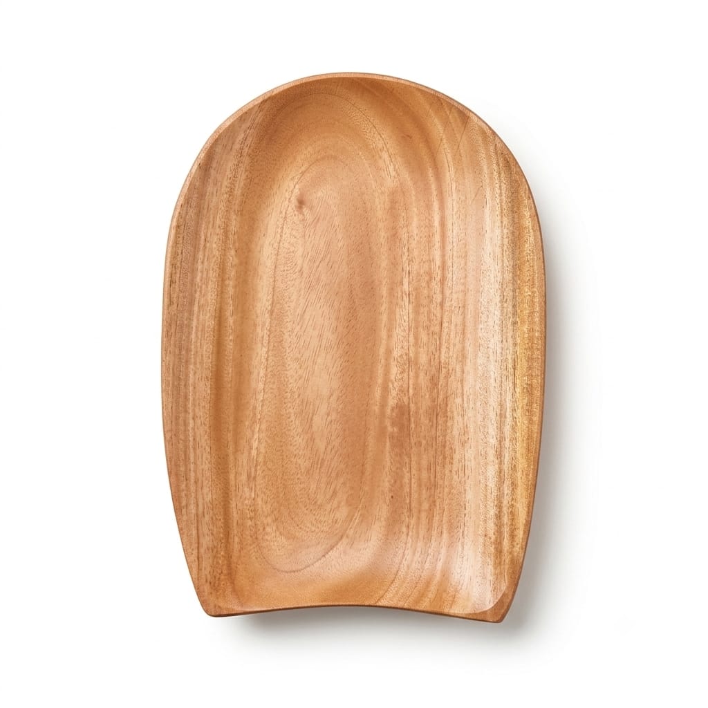 Handcrafted Organic Shape Wooden Serving Plate, Unique Grain Rustic Platter - Mahogany