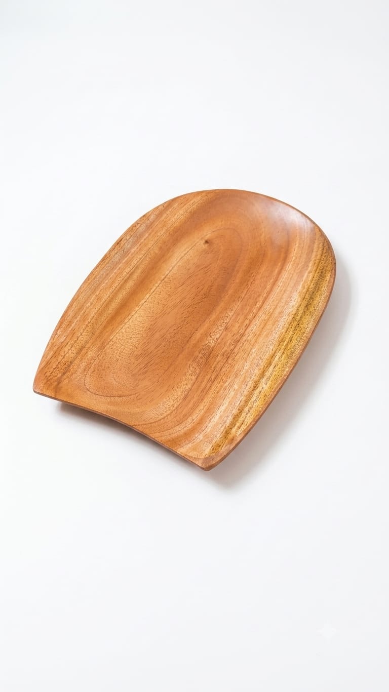 Handcrafted Organic Shape Wooden Serving Plate, Unique Grain Rustic Platter - Mahogany