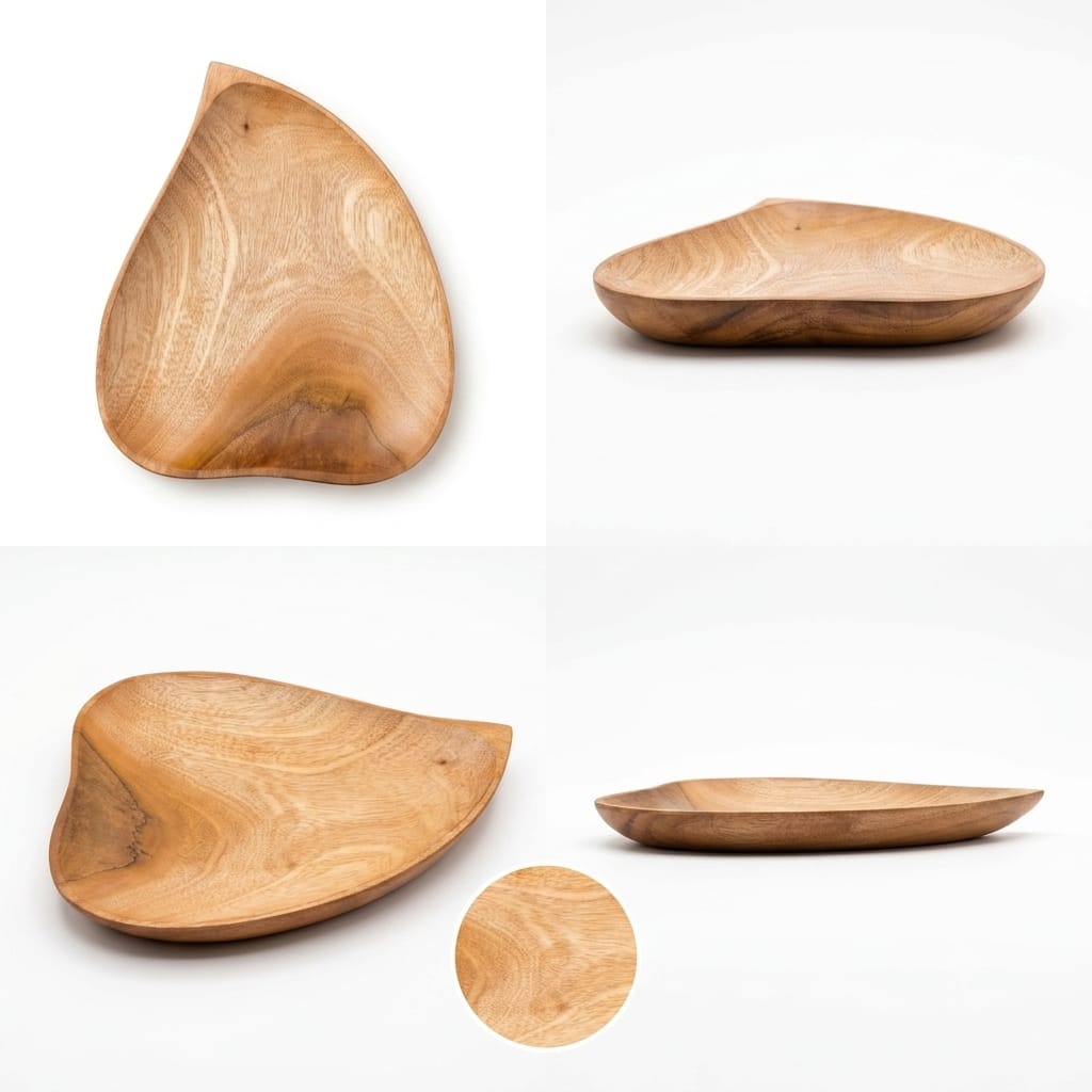 Handmade Freeform Teardrop Wooden Tray, Rustic Serving Plate - Mahogany