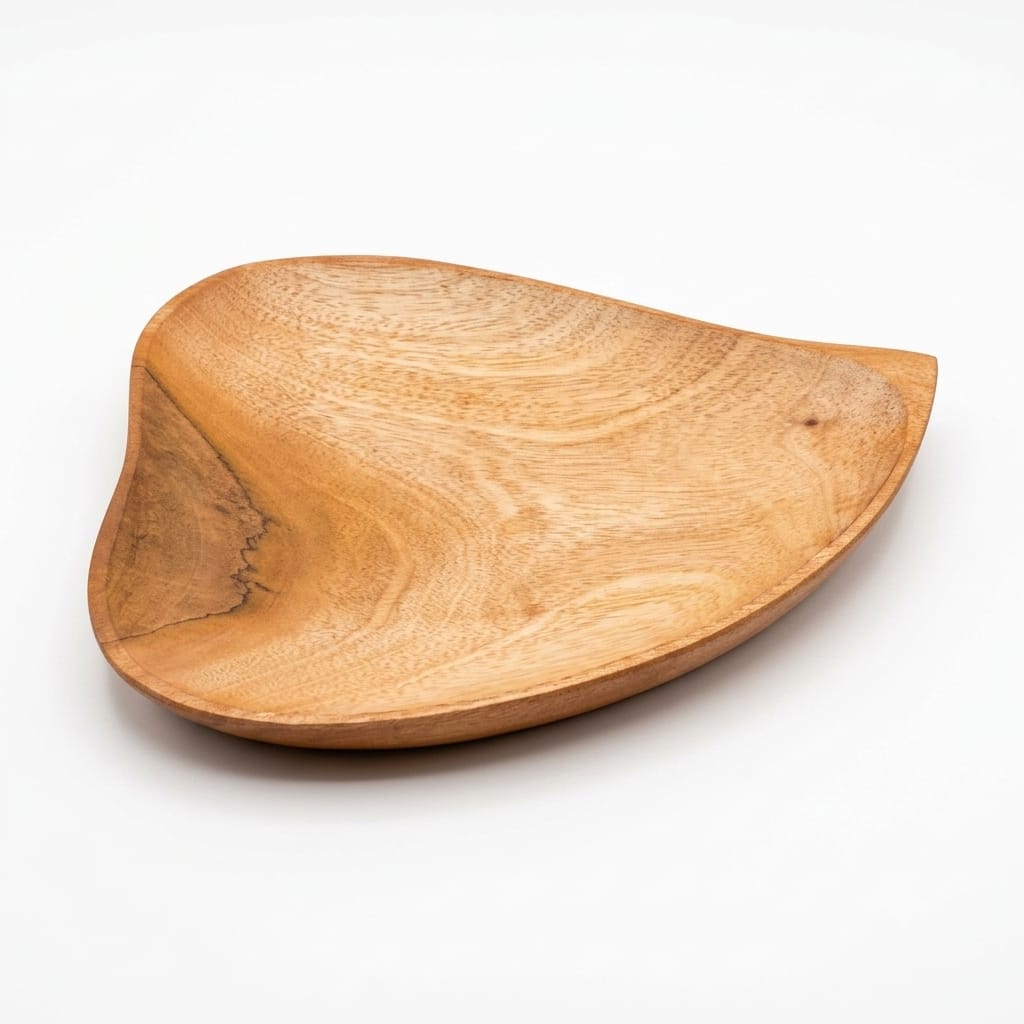 Handmade Freeform Teardrop Wooden Tray, Rustic Serving Plate - Mahogany