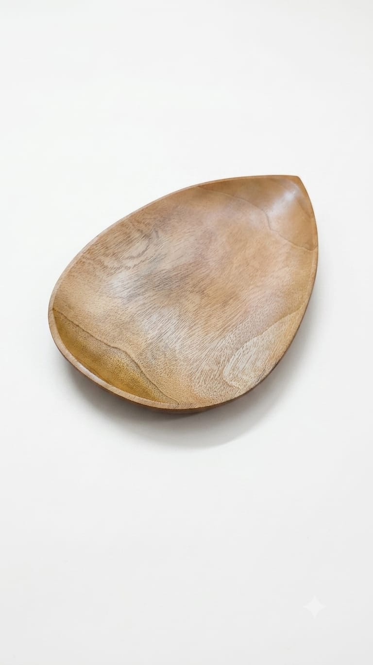 Teardrop Wooden Serving Bowl - Organic Platter for Snacks & Decor