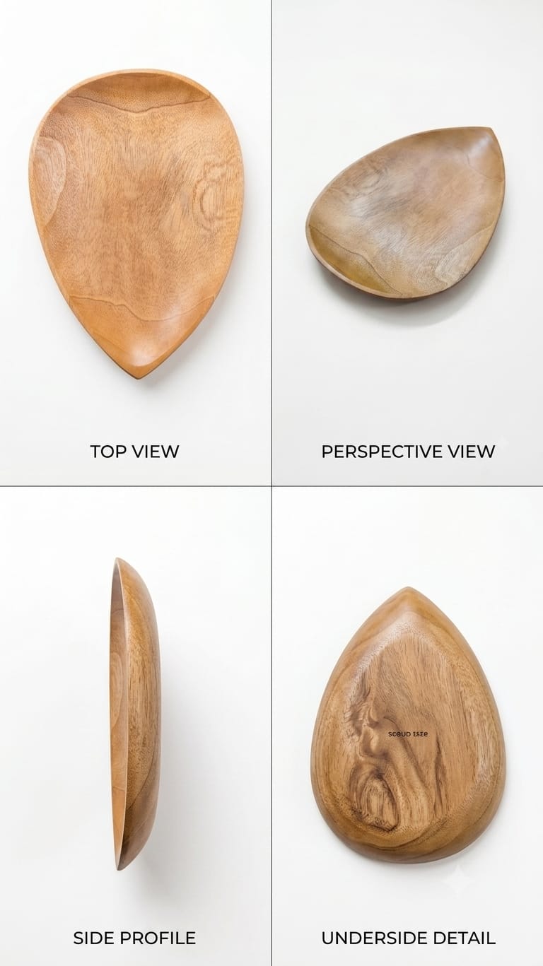 Teardrop Wooden Serving Bowl - Organic Platter for Snacks & Decor