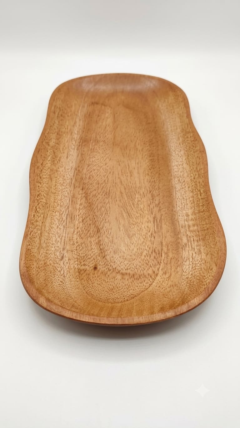 Organic Freeform Wooden Platter - Unique Organic Shape Snack Tray