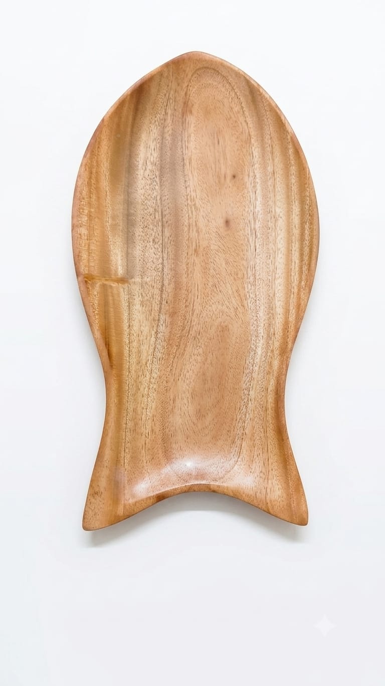 Wooden Fish Shape Tray - Unique Novelty Serving Platter