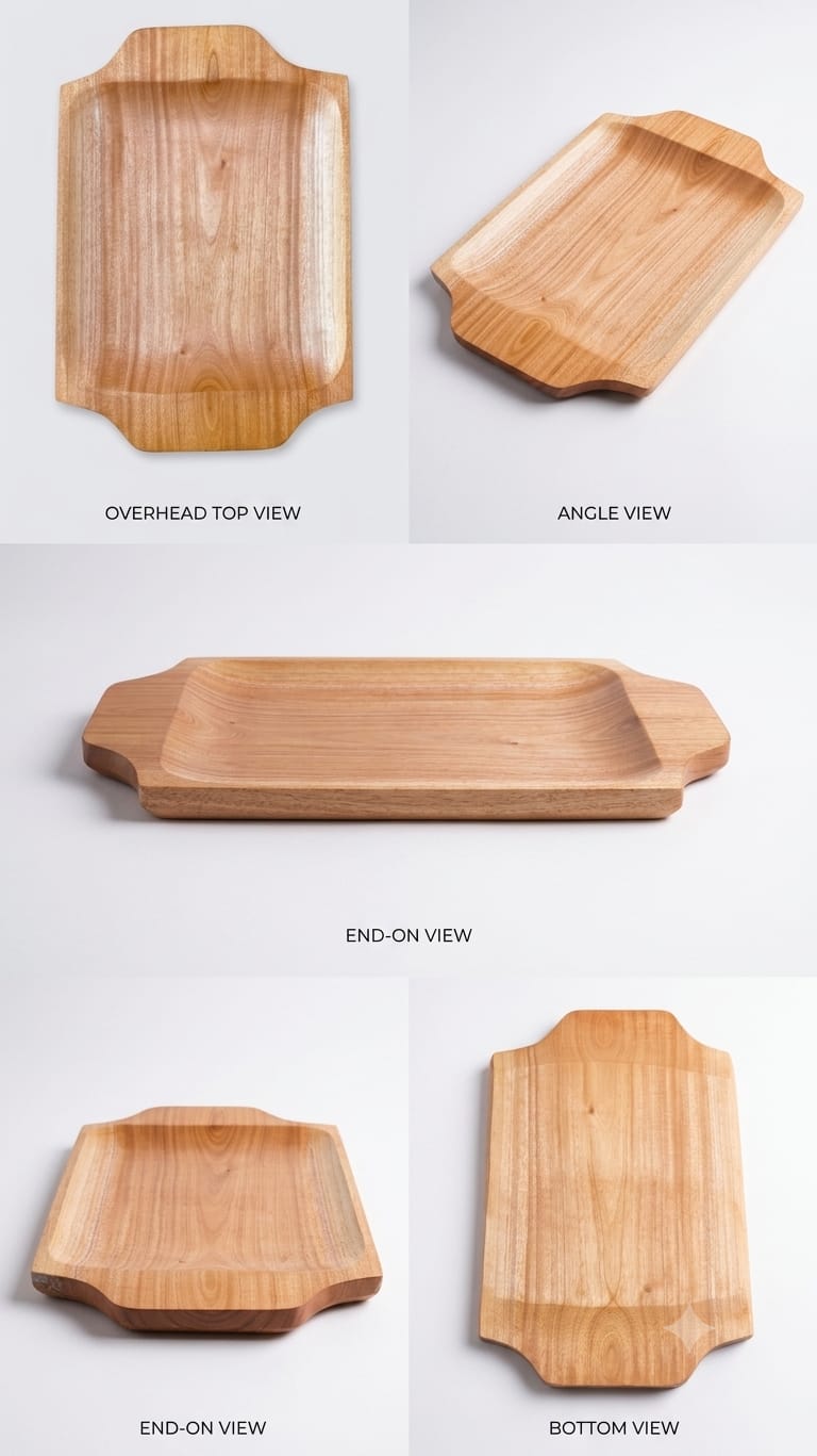 Handmade Fancy Edge Wooden Platter - Premium Kitchen & Dining Tray