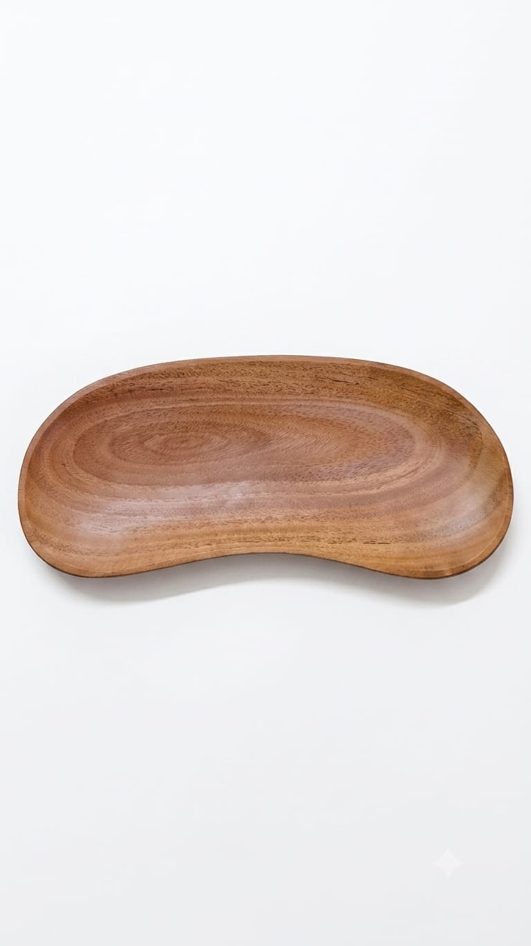 Handmade Organic Oval Wooden Dish - Artistic Serving Platter