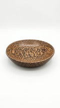 Handcrafted Palm Wood Round Serving Bowl - Leopard Grain Pattern