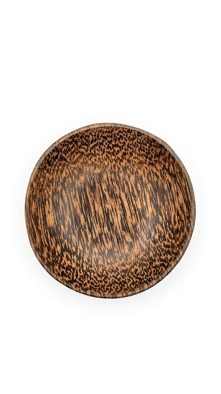 Handcrafted Palm Wood Round Serving Bowl - Leopard Grain Pattern