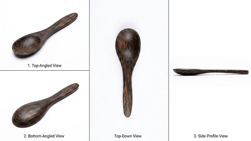 Handcrafted Palm Wood Cooking Spoon - Dark Grain Ladle