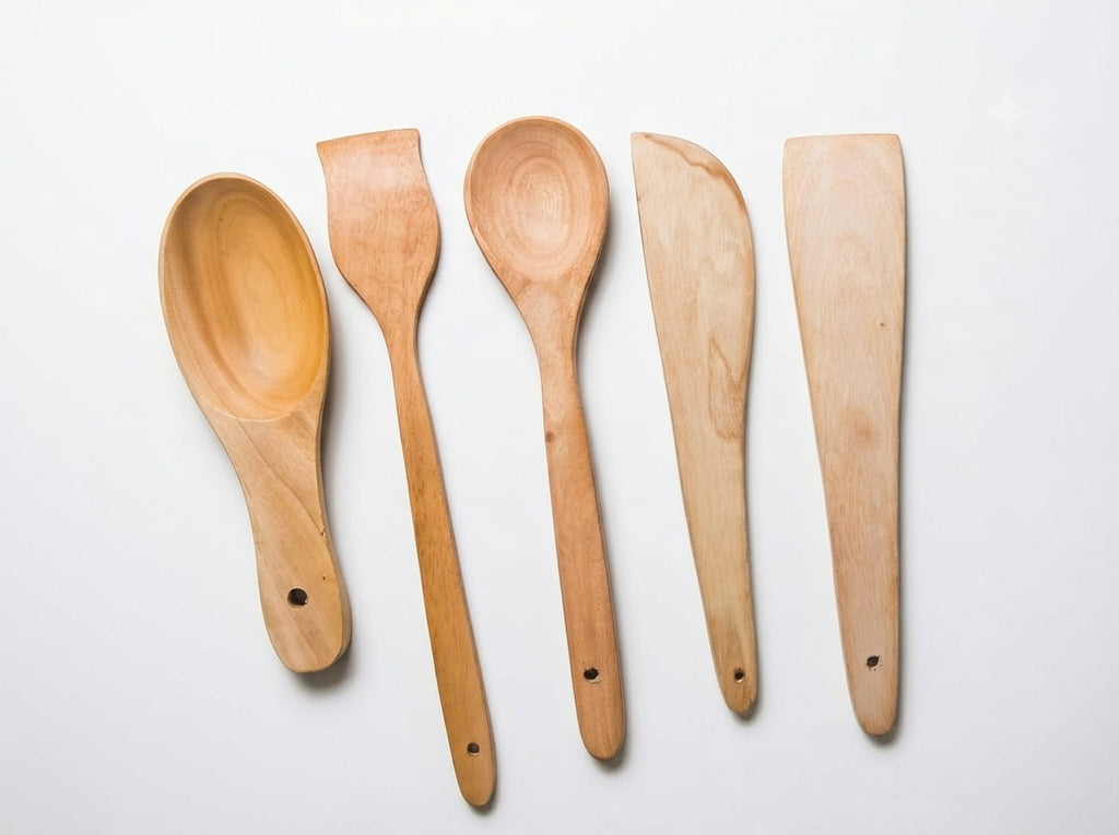 Natural Wooden Kitchen Tools - Spoon & Turner Set