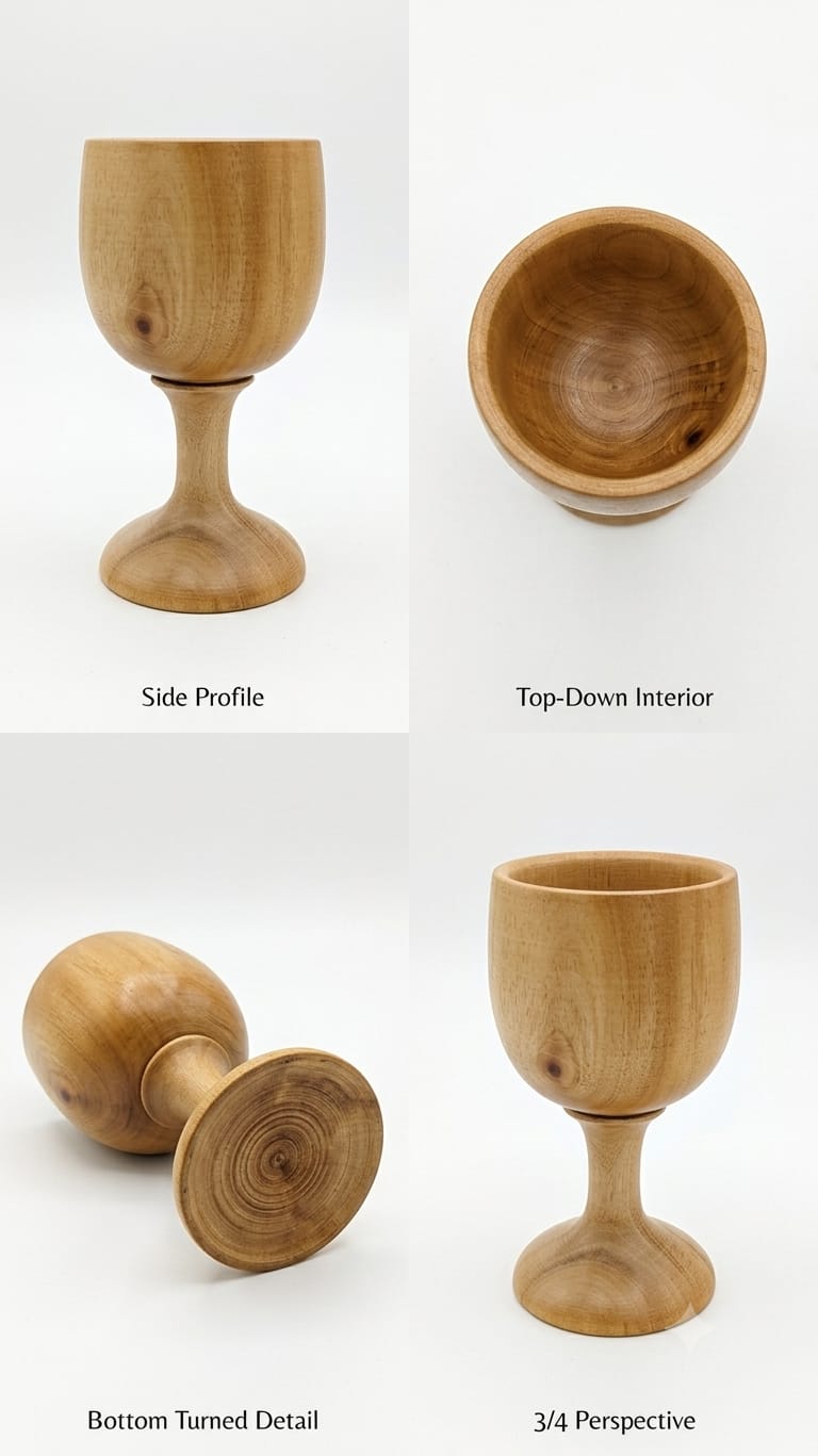 Handcrafted Wooden Goblet - Elegant Chalice Cup