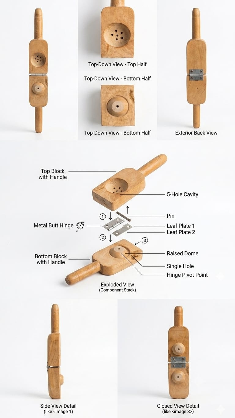 Handcrafted Wooden Lemon Squeezer - Traditional Nimbu Cutter