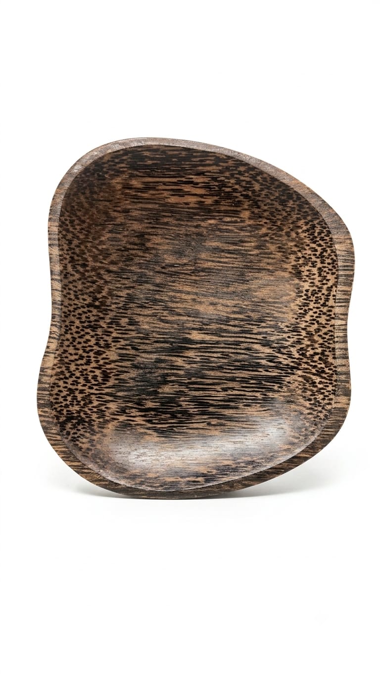 Handcrafted Wooden Serving Bowl - Leopard Grain Pattern