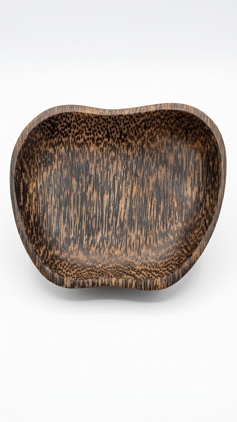 Handcrafted Wooden Serving Bowl - Leopard Grain Pattern