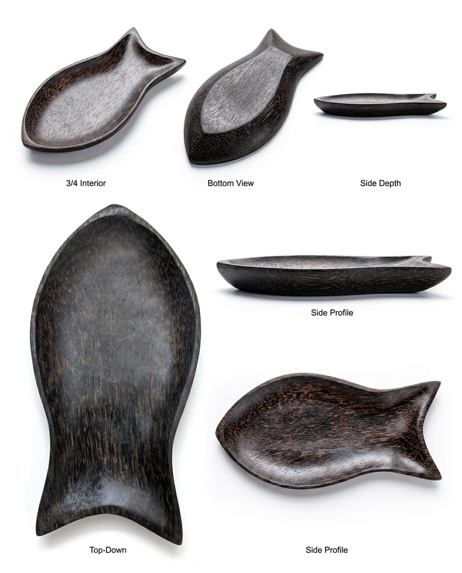 Handcrafted Wooden Fish Shaped Serving Dish - Unique Platter