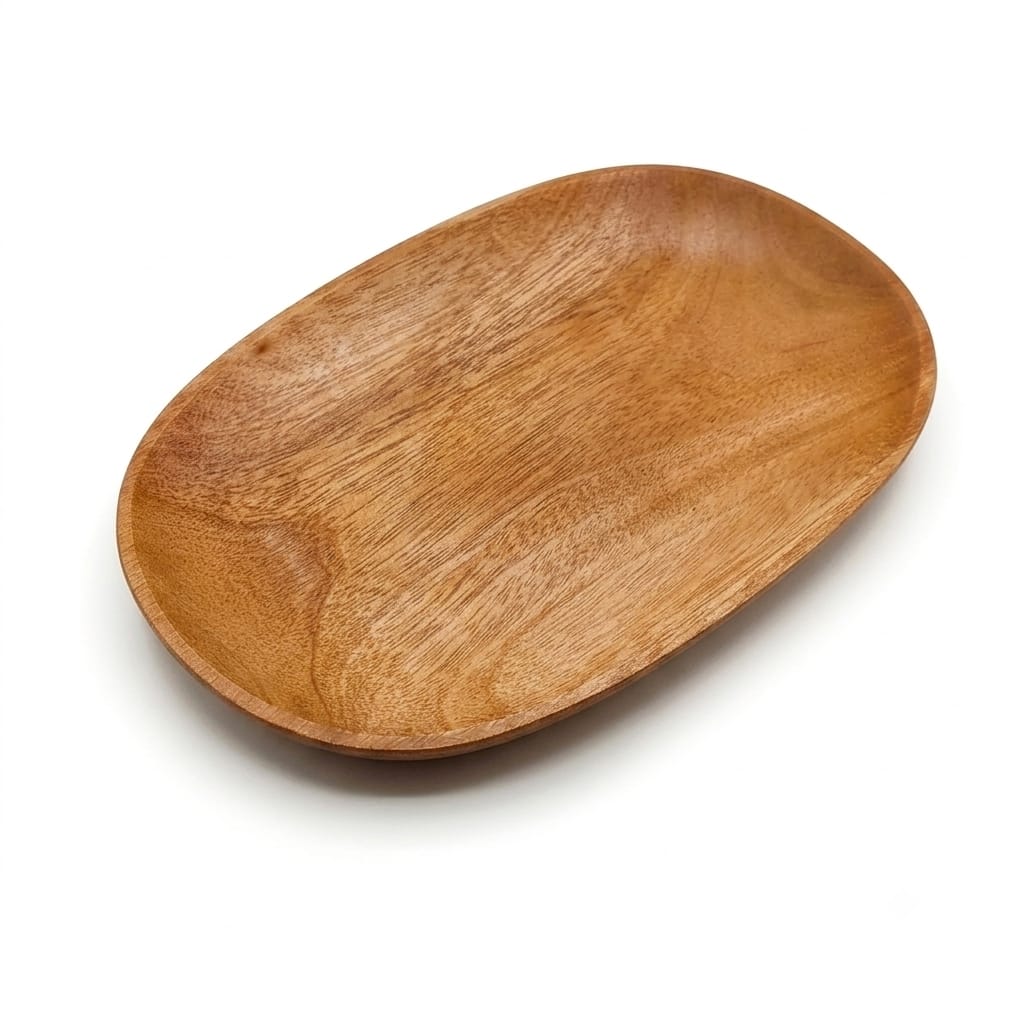 Handmade Wooden Oval Bowl - Minimalist Kitchen Platter