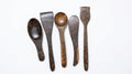Handcrafted Palm Wood Kitchen Utensil Set - Dark Grain Spoons & Spatulas
