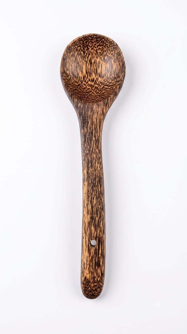 Handcrafted Palm Wood Kitchen Utensil Set - Dark Grain Spoons & Spatulas