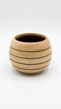 Handcrafted Grooved Spherical Wooden Bowl