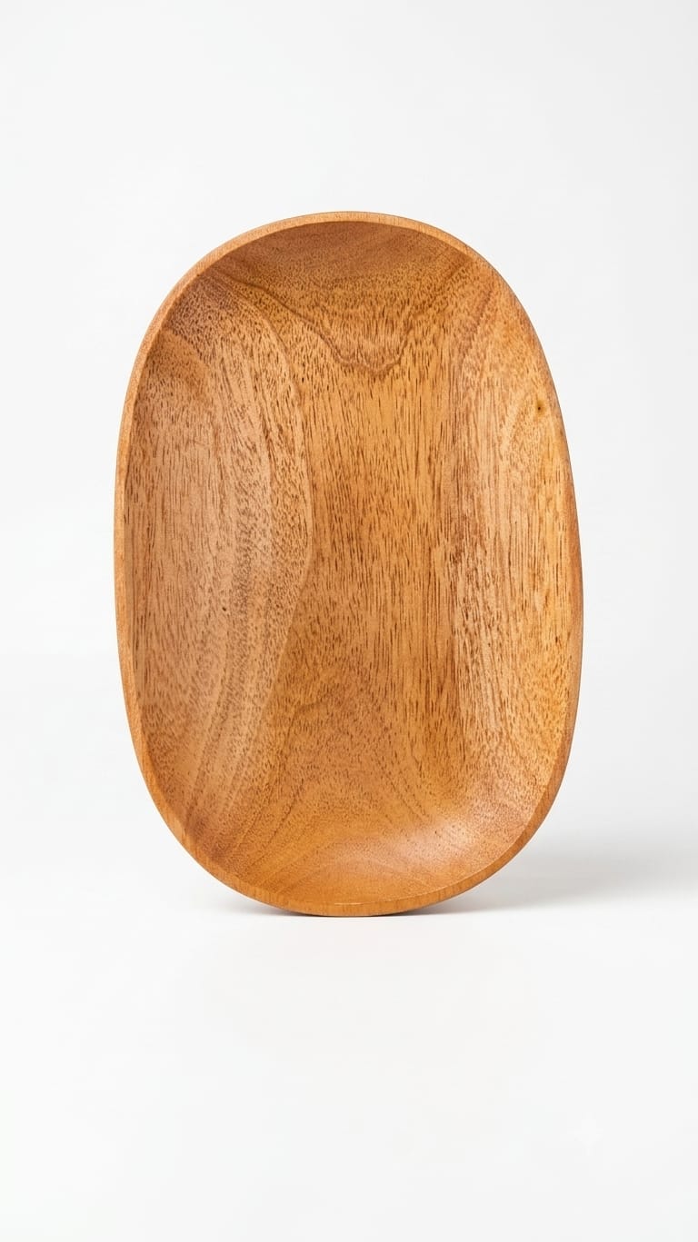 Handmade Wooden Oval Bowl - Minimalist Kitchen Platter