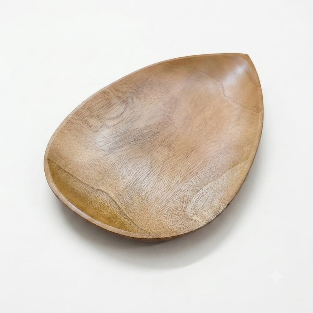 Teardrop Wooden Serving Bowl - Organic Platter for Snacks & Decor