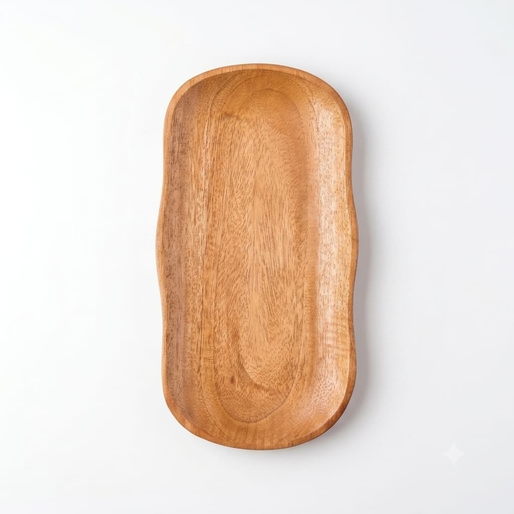 Organic Freeform Wooden Platter - Unique Organic Shape Snack Tray