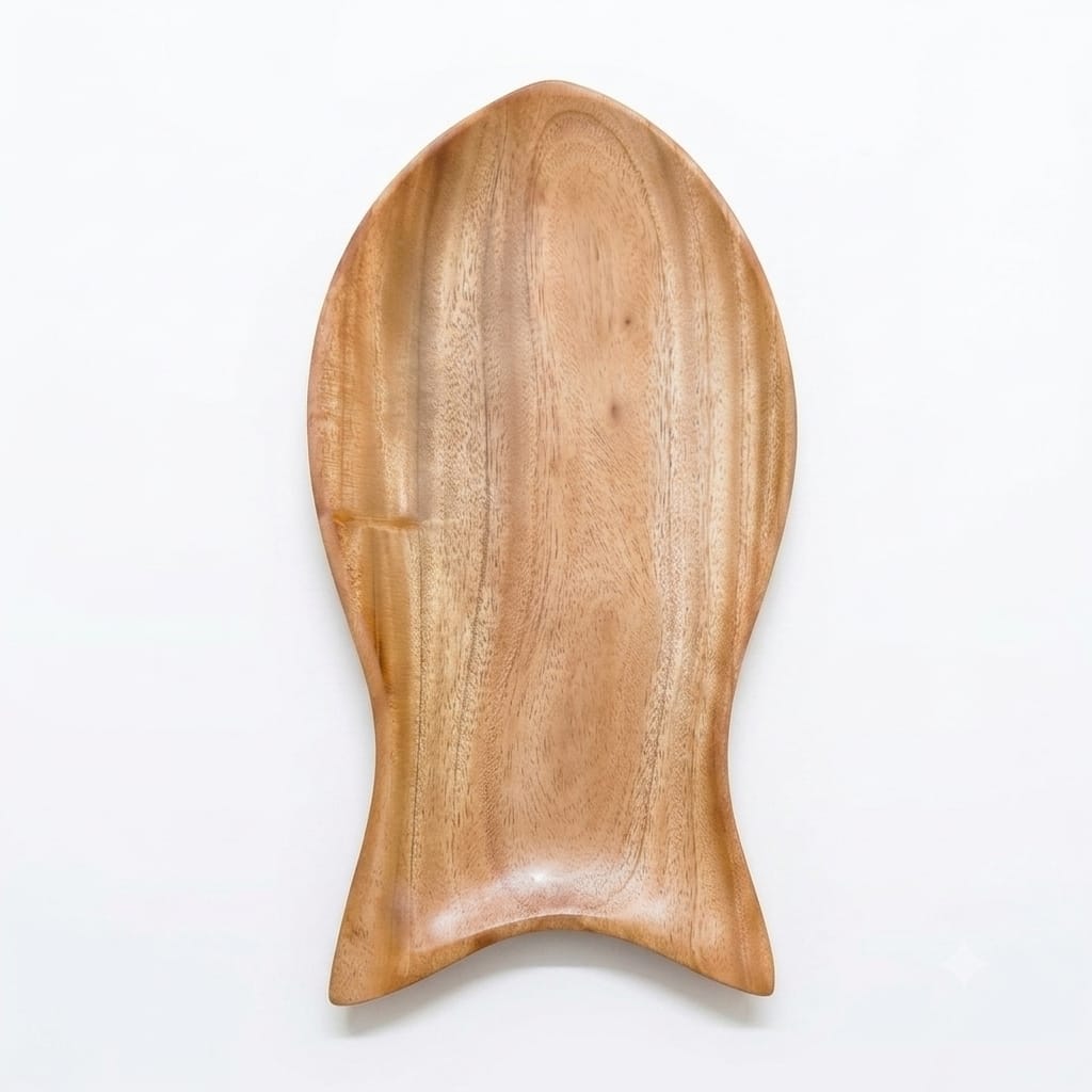 Wooden Fish Shape Tray - Unique Novelty Serving Platter