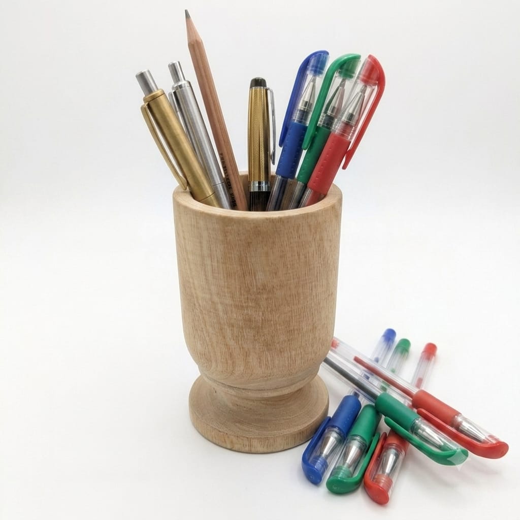 Wooden Pen Holder - Elegant Desk Organizer