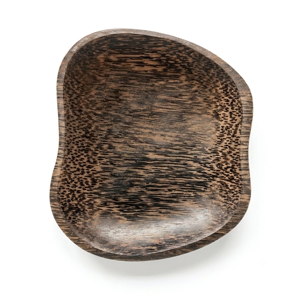 Handcrafted Wooden Serving Bowl - Leopard Grain Pattern